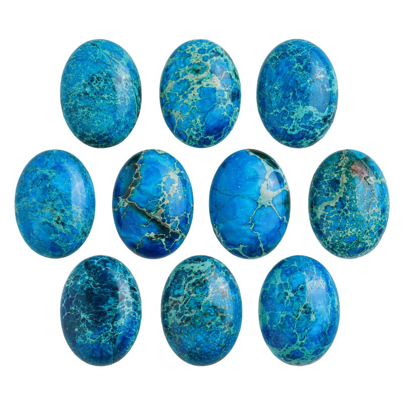 SUNYIK Sea Blue Oval Stone Cabochons Flatback Semi-precious CAB for Jewelry Making,Sea Sediment Jasper,22x30mm Pack of 10 - Image 1